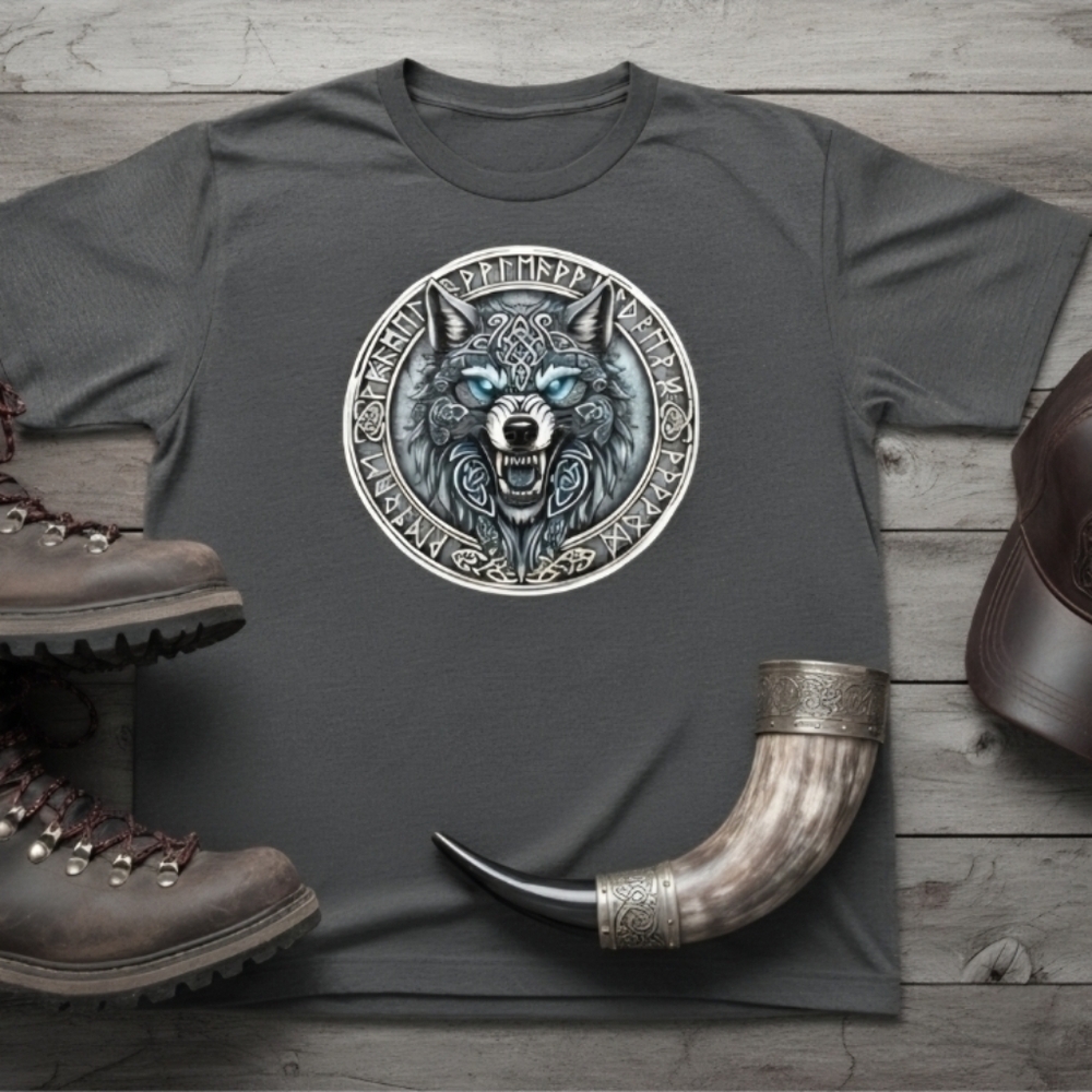 Norse Wolf Rune Shirt • Viking Nordic Tee • Tribal Wolf Graphic